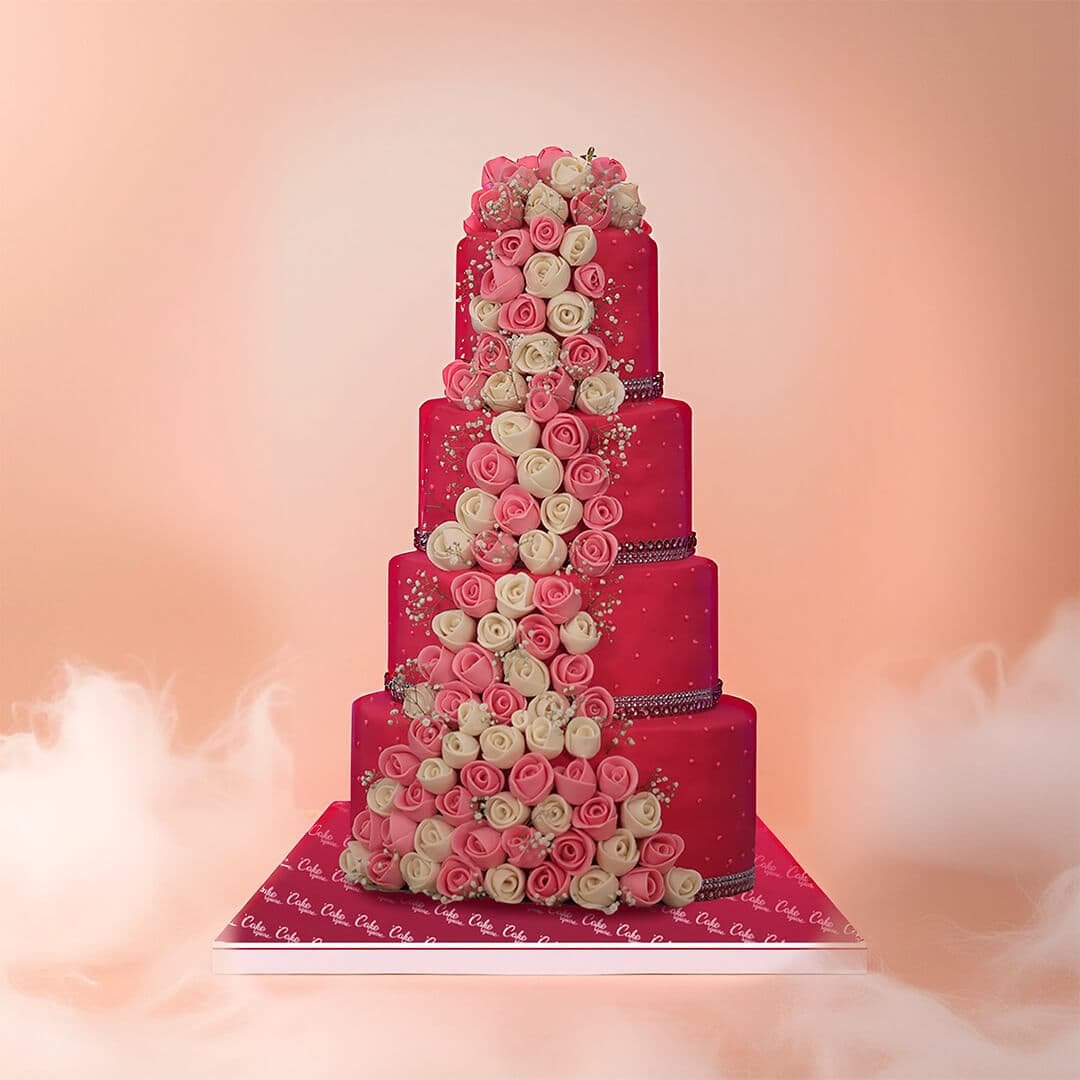 Royal pink blossom weeding cake